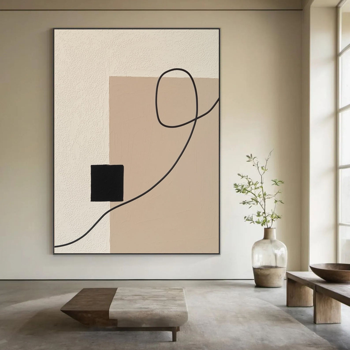 Textured Minimal Geometry | Beige Black