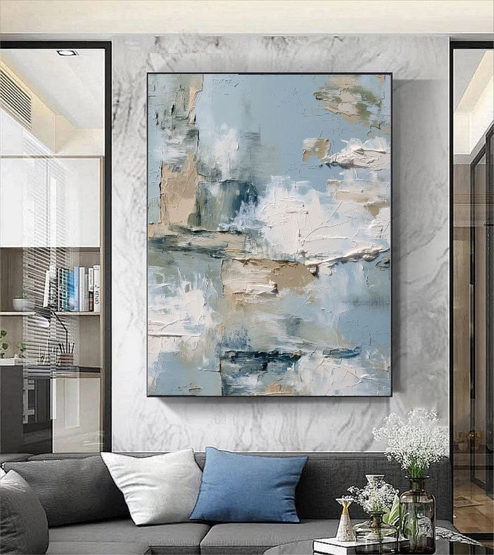 Textured Abstract Patches | Blue Beige