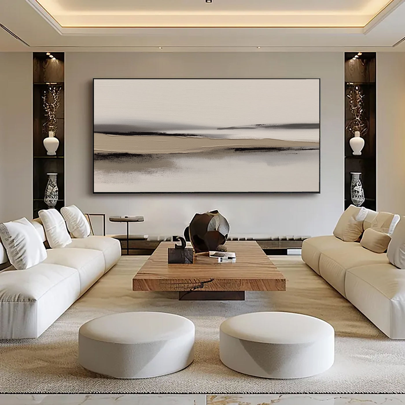 Textured Minimal Horizon | Beige Black