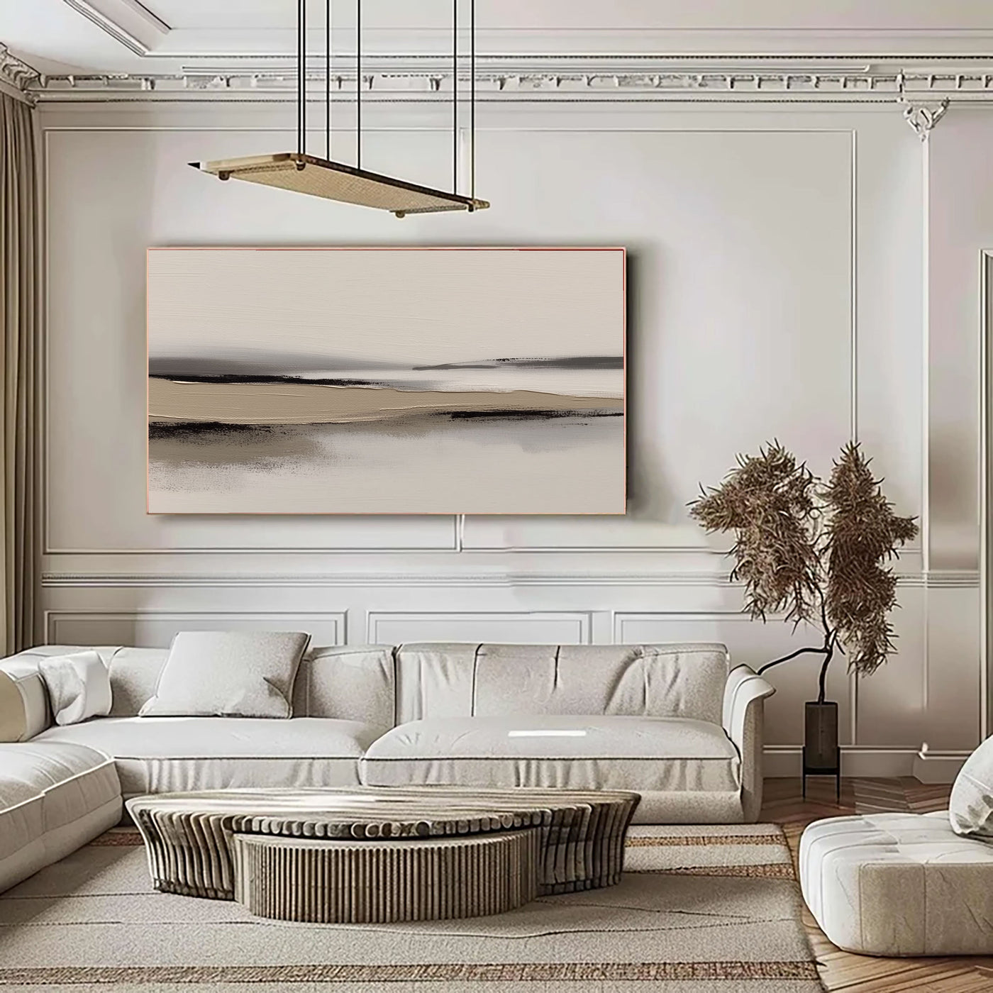 Textured Minimal Horizon | Beige Black