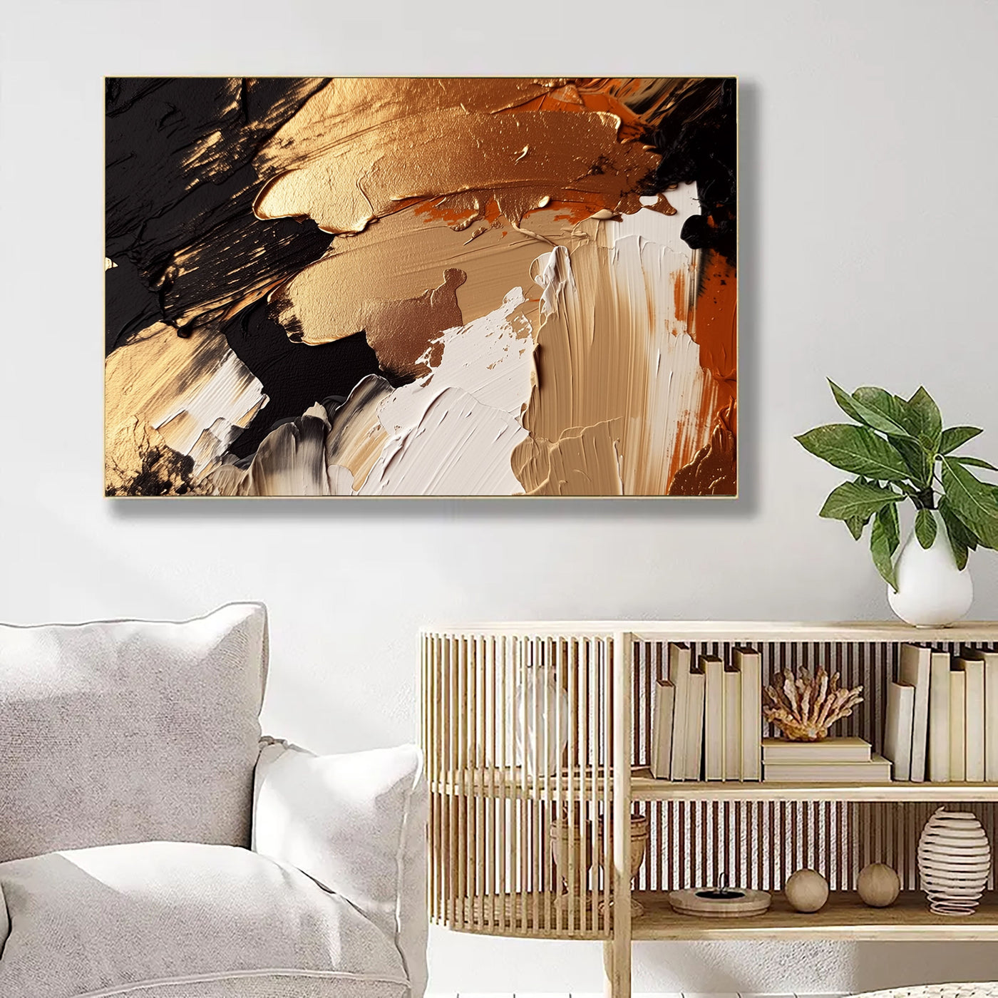 Texturierter vergoldeter Impasto | Gold Schwarz
