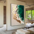 Textured Gilded Waves | Emerald Tide