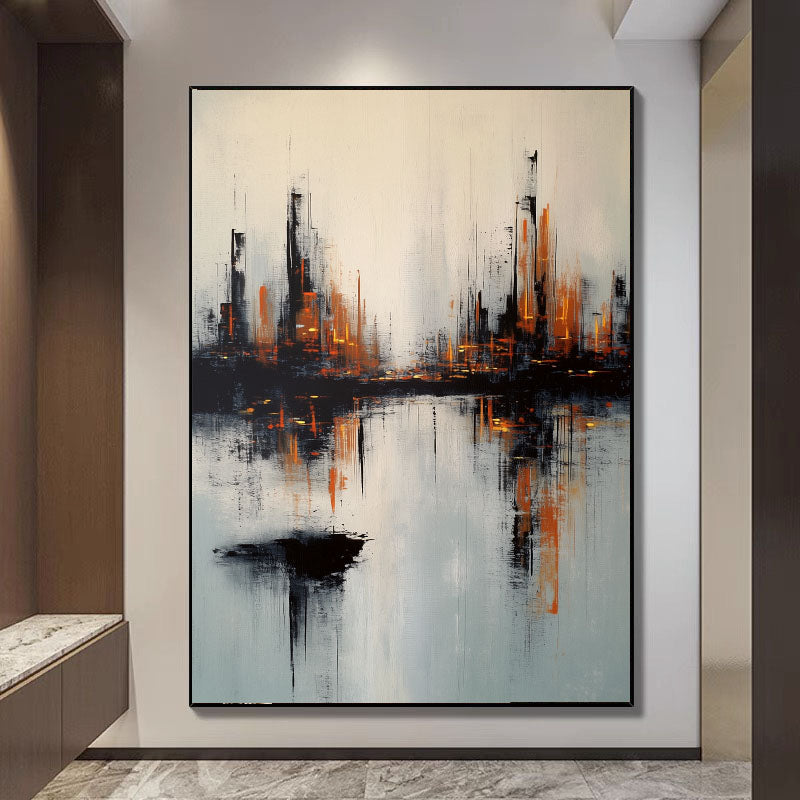 Textured Urban Skyline | Amber Reflections