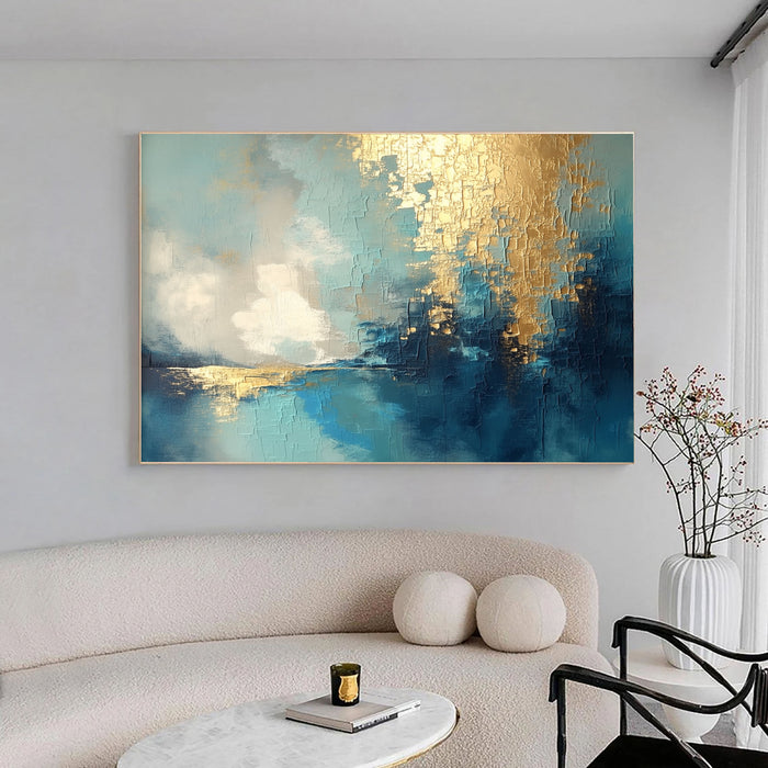 Textured Gilded Horizon | Teal Gold