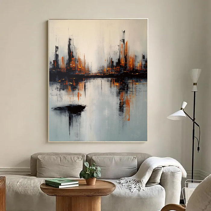 Textured Urban Skyline | Amber Reflections