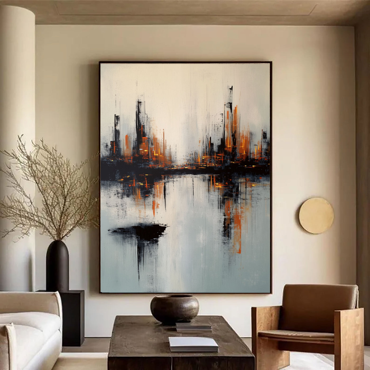 Textured Urban Skyline | Amber Reflections