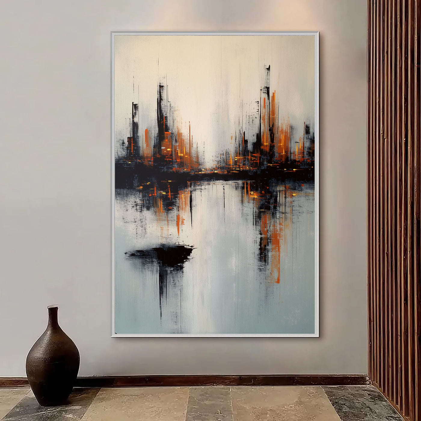 Textured Urban Skyline | Amber Reflections