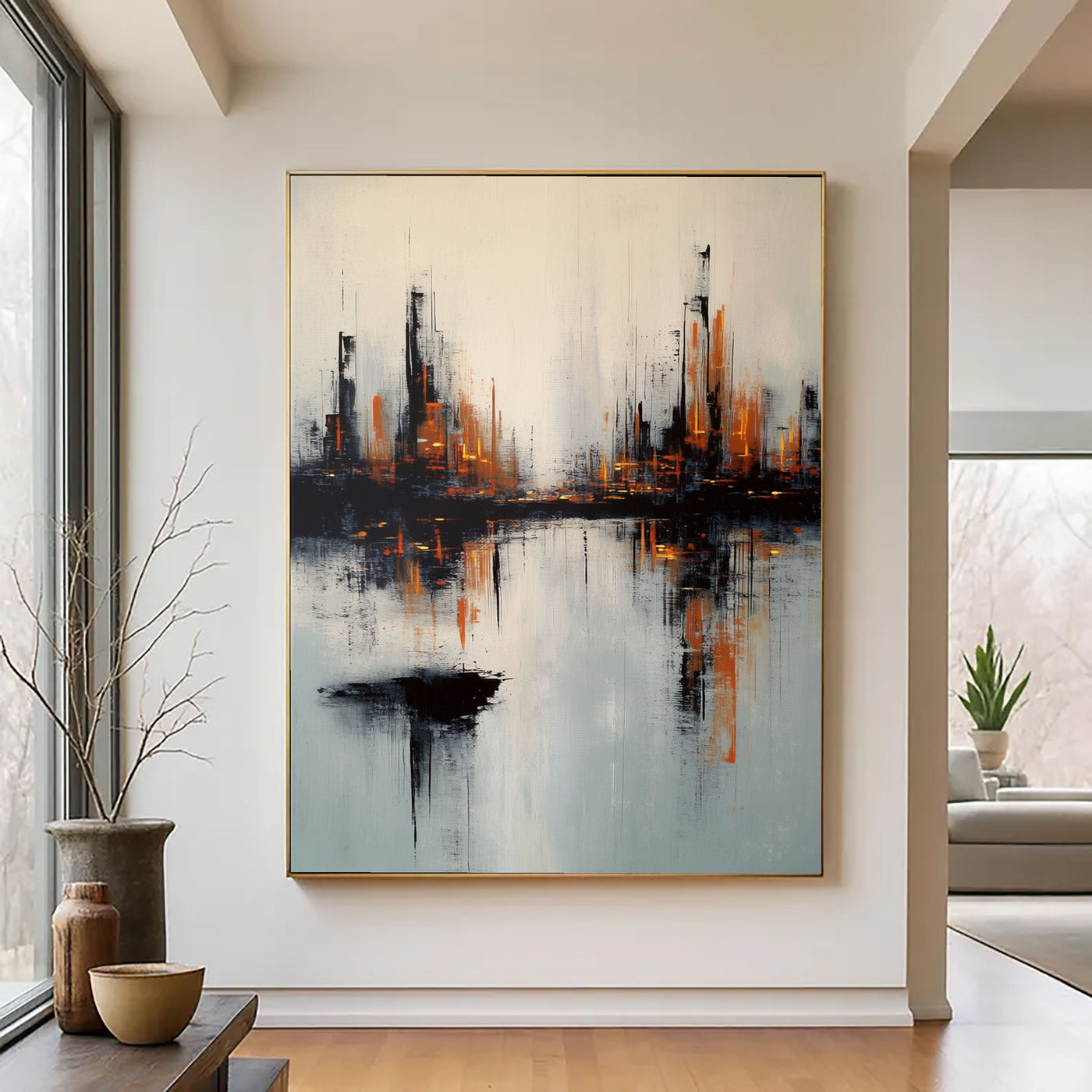 Textured Urban Skyline | Amber Reflections