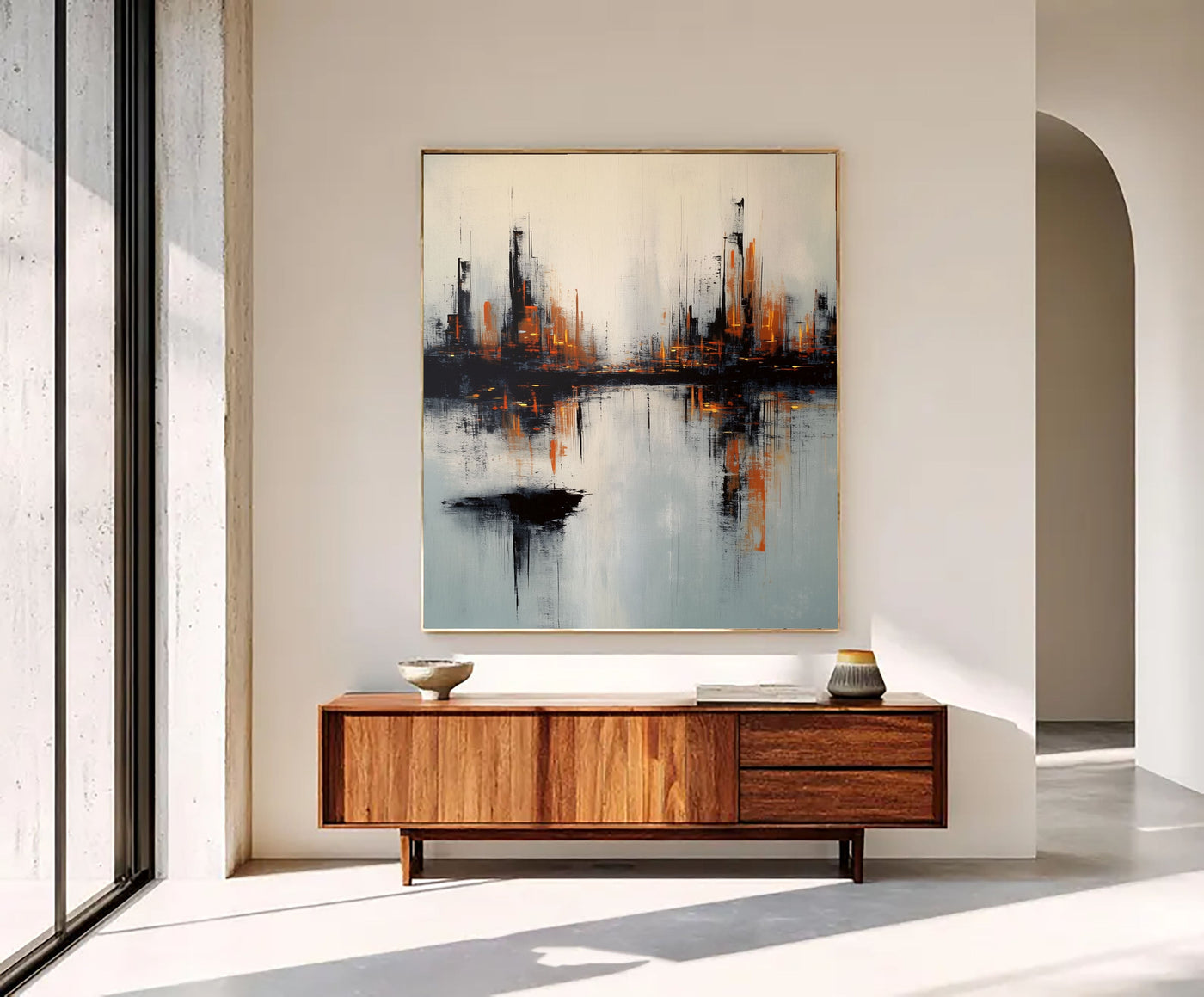 Textured Urban Skyline | Amber Reflections