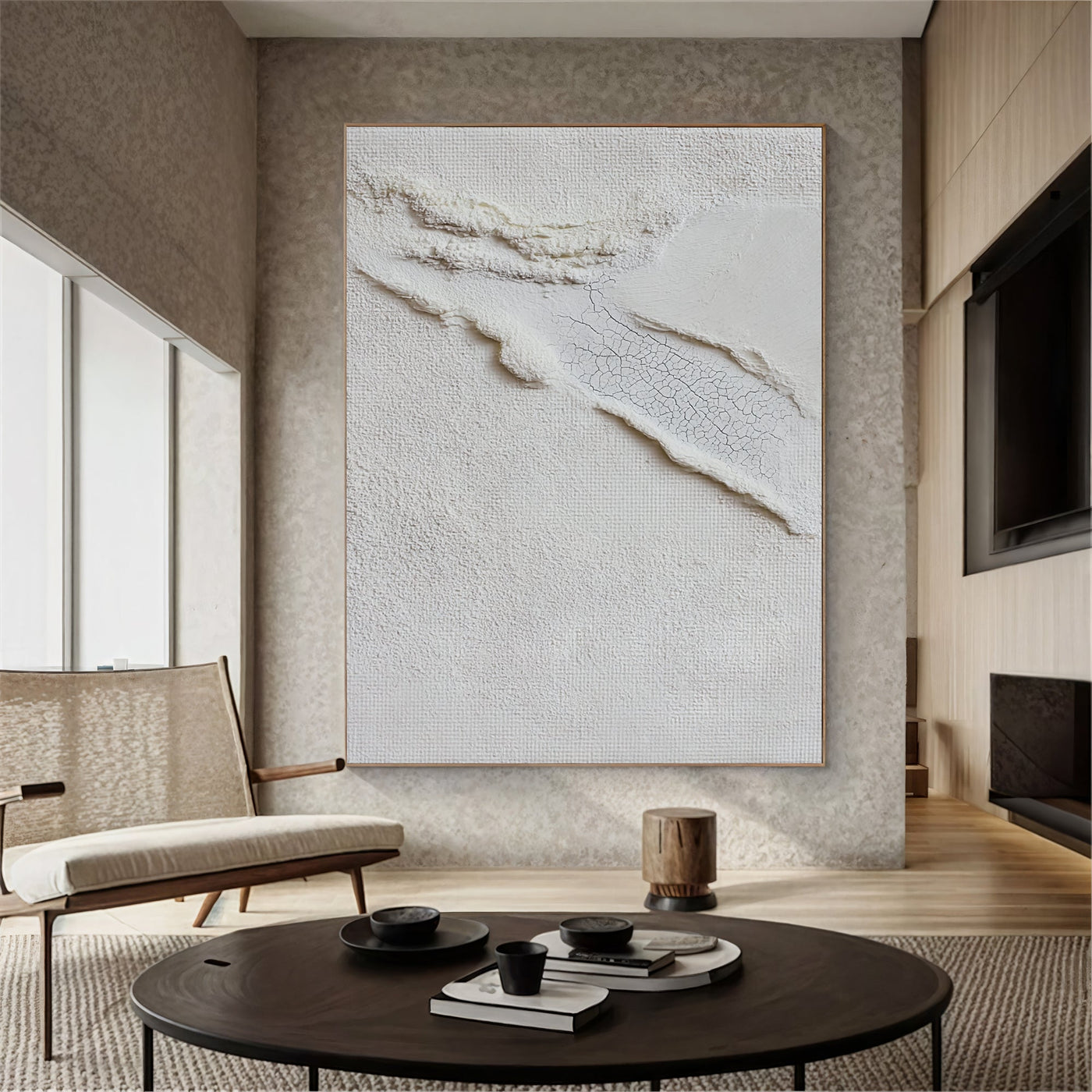 Textured White Fissures | Ivory Hues