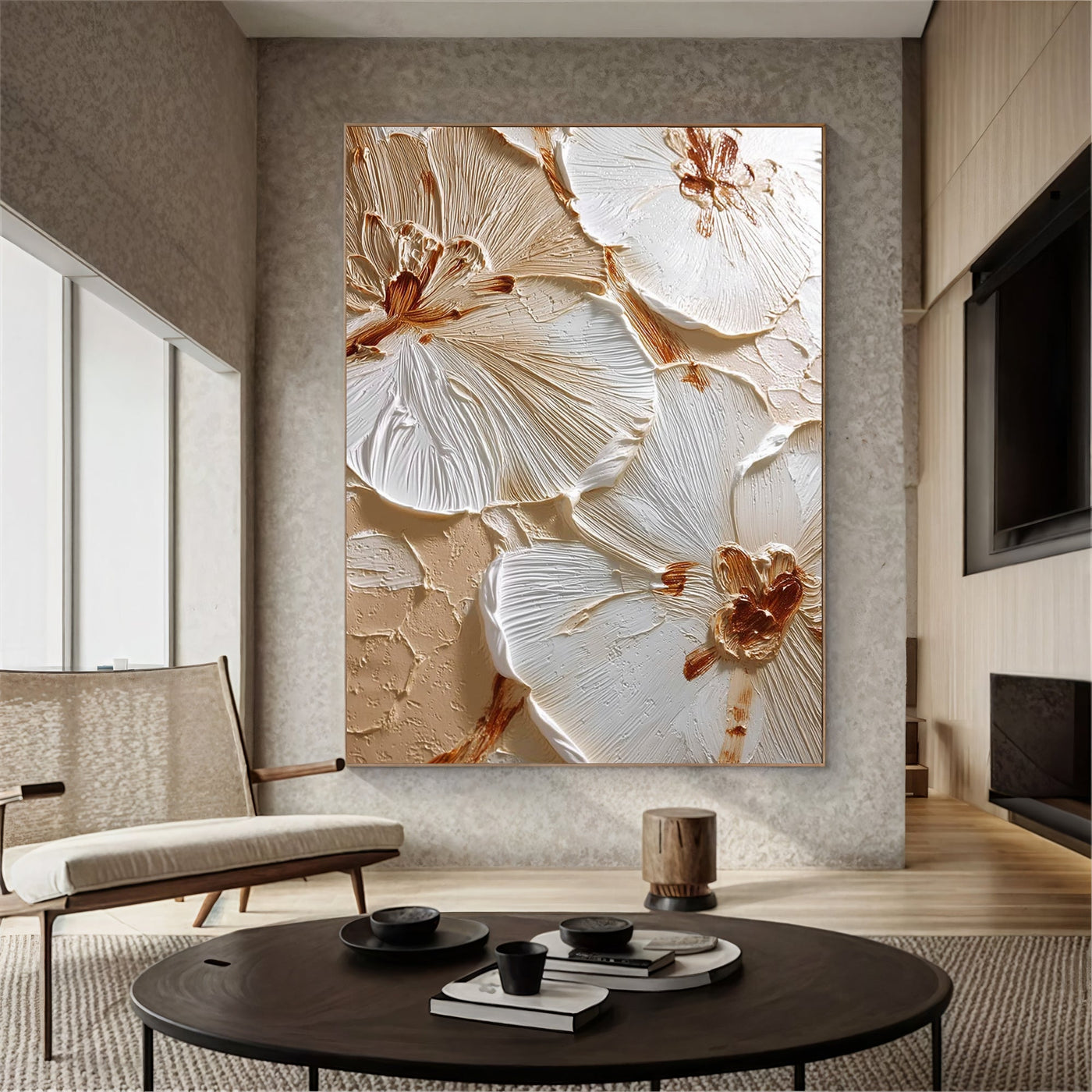 Textured Petal Splendor | Cream Blossoms