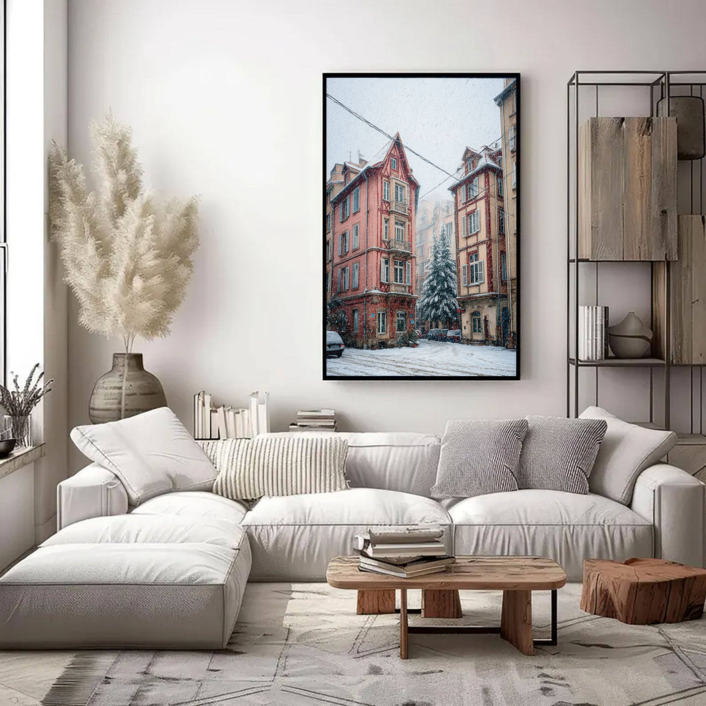 Snowy Streetscape Art | Vintage Charm