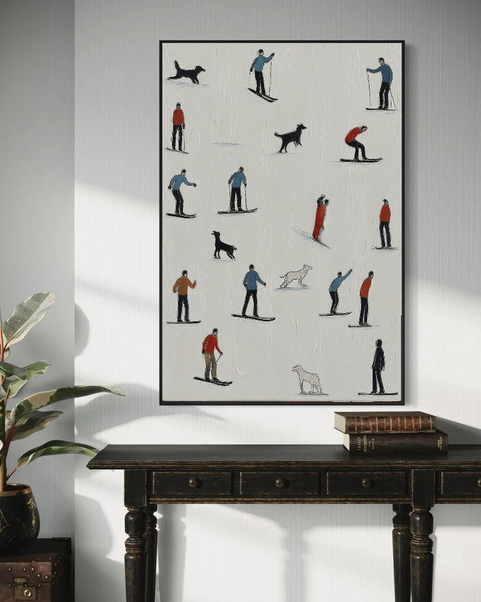 Skiing Scene Collage Art | Playful Texture