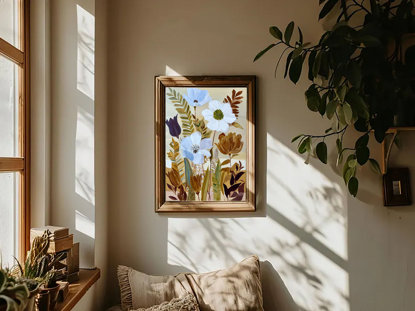 Textured Floral Harmony | Blue Brown
