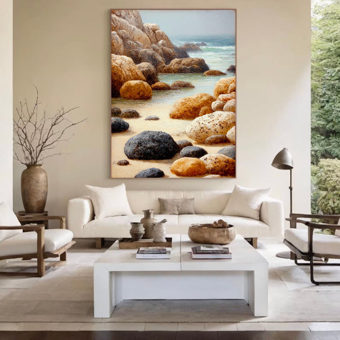 Textured Coastal Rocks | Beige Blue