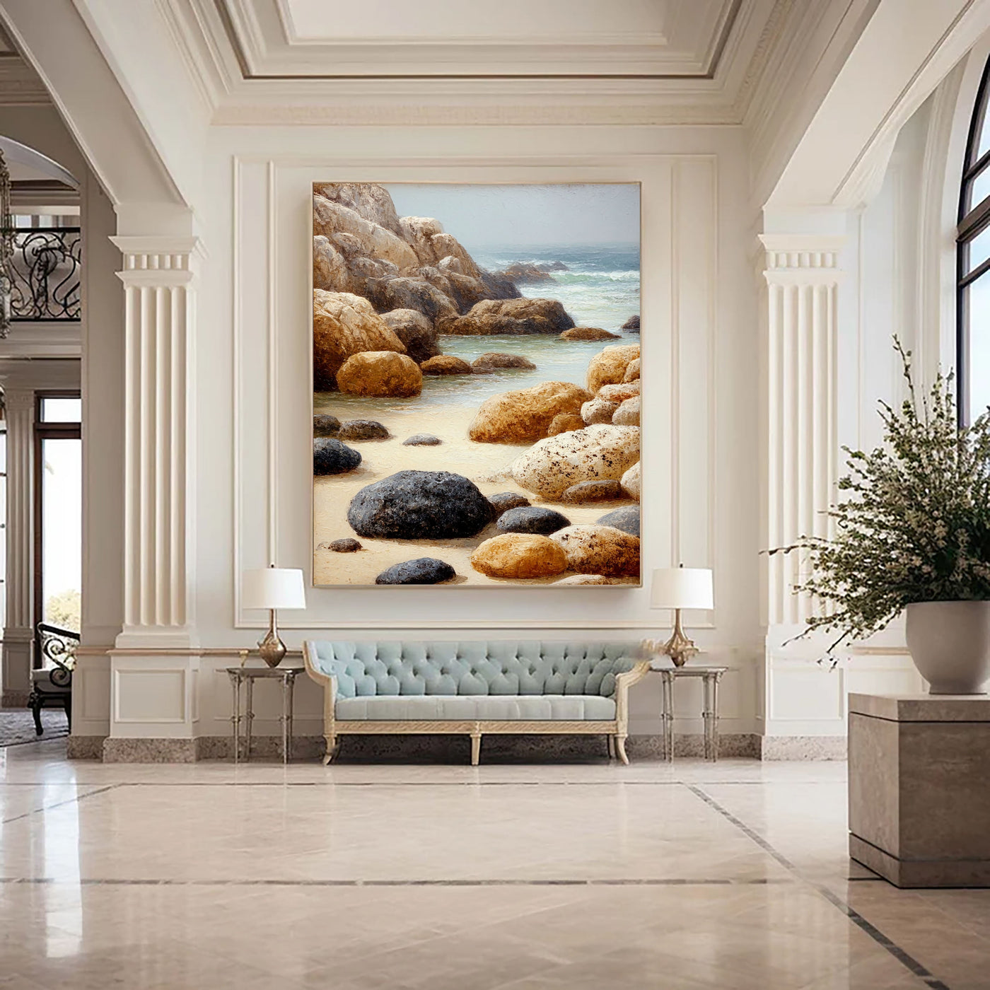 Textured Coastal Rocks | Beige Blue