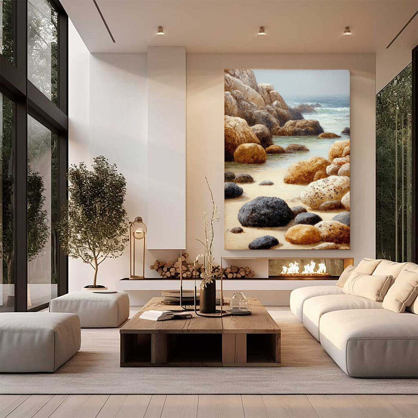 Textured Coastal Rocks | Beige Blue