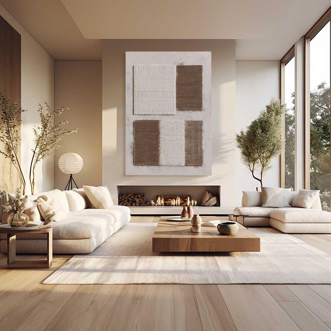 Textured Geometric Minimalism | Beige Brown
