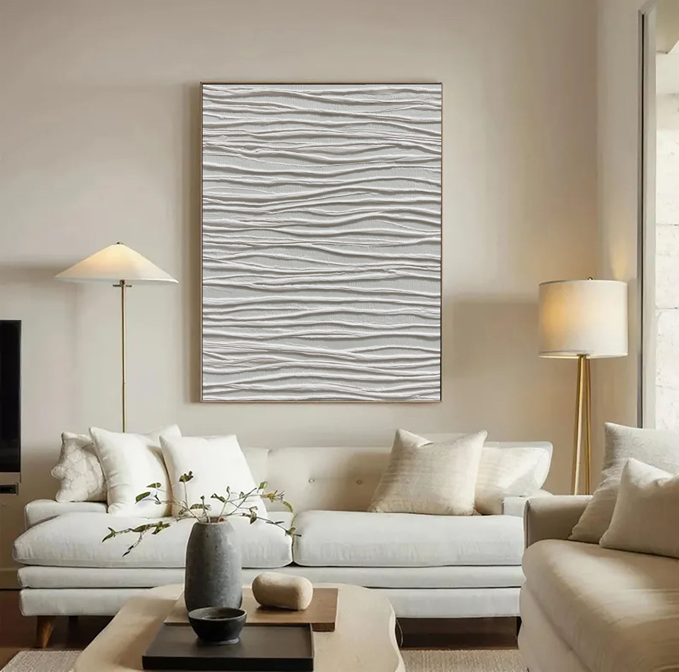 Textured Wavy Elegance | Ivory Ripples
