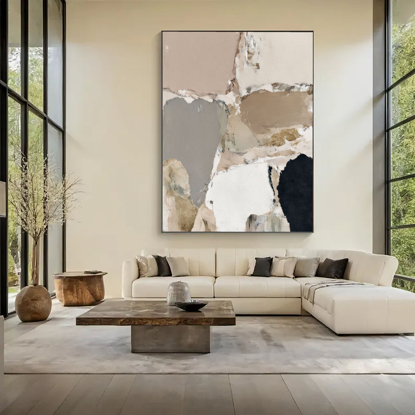 Textured Neutral Opulence | Gold Accent