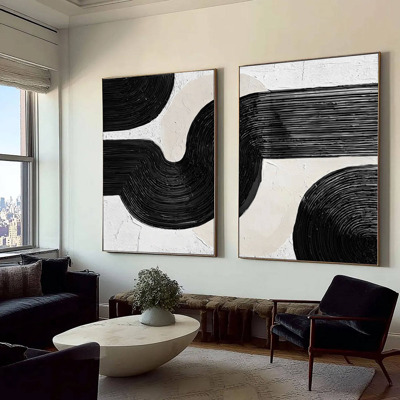 Bold Monochrome Curves | Textured Flow