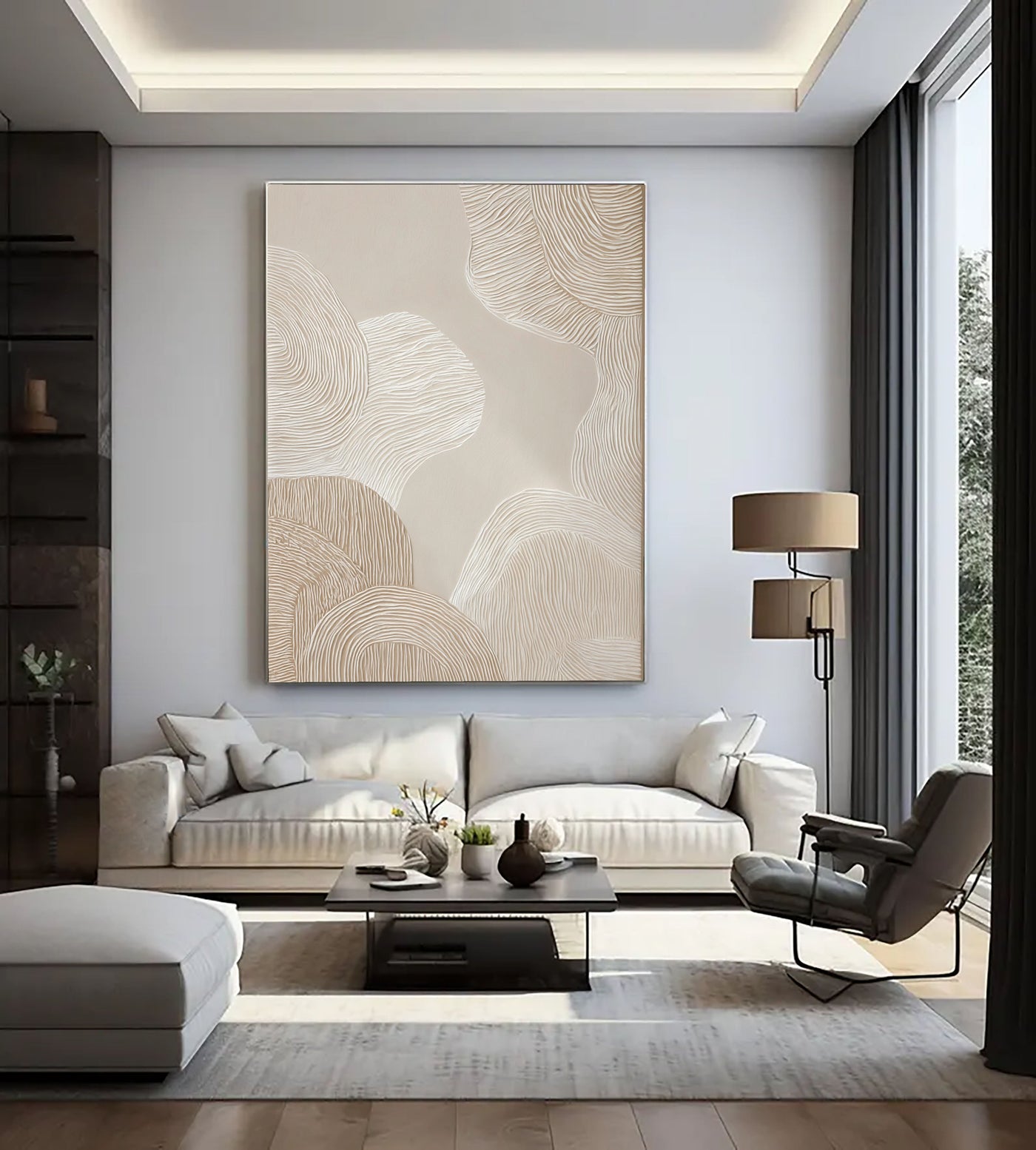 Textured Wave Serenity | Beige White