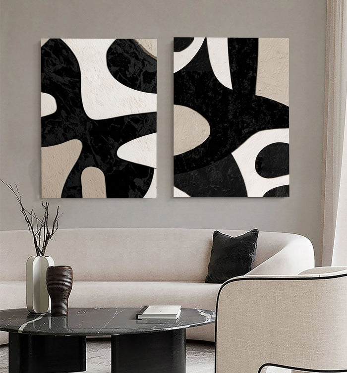 Bold Monochrome Forms | Abstract Duo