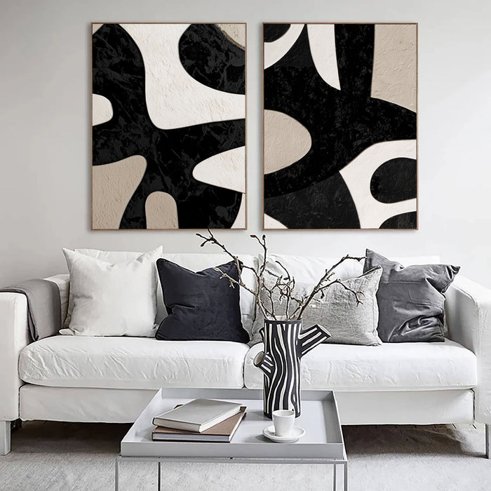 Bold Monochrome Forms | Abstract Duo