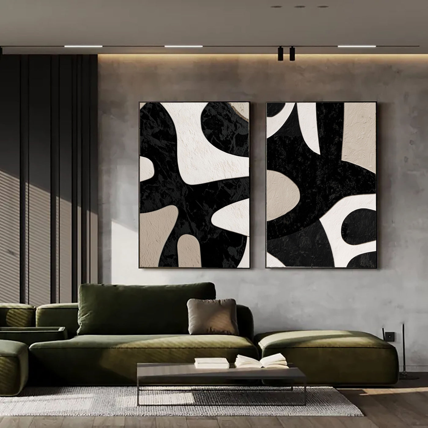 Bold Monochrome Forms | Abstract Duo
