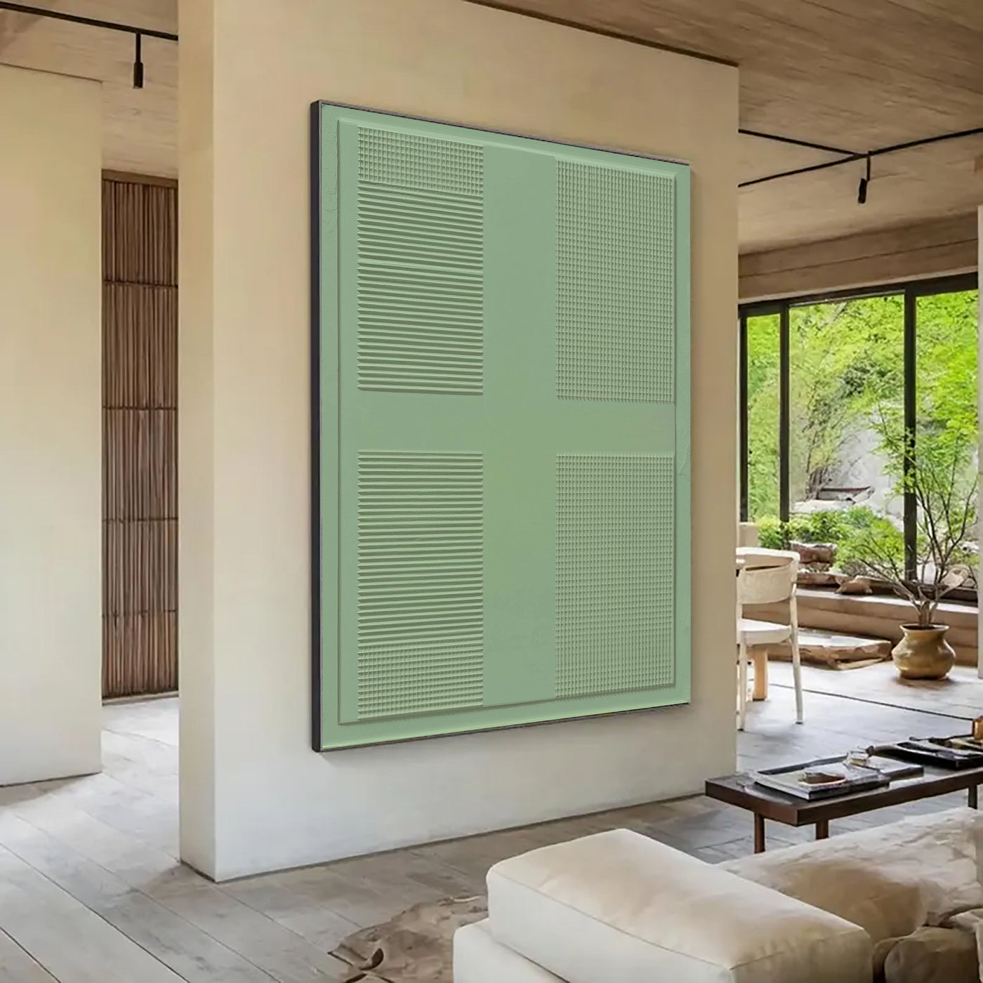 Textured Geometric Grid | Mint Hues