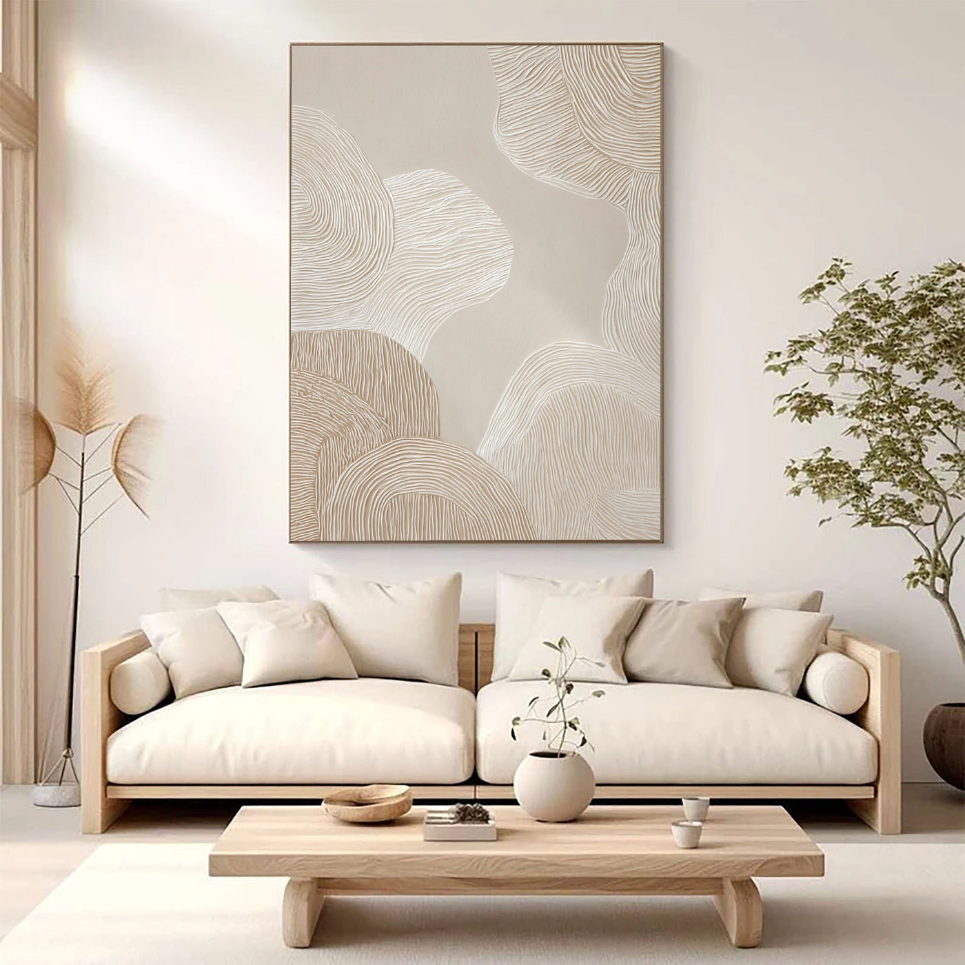 Textured Wave Serenity | Beige White