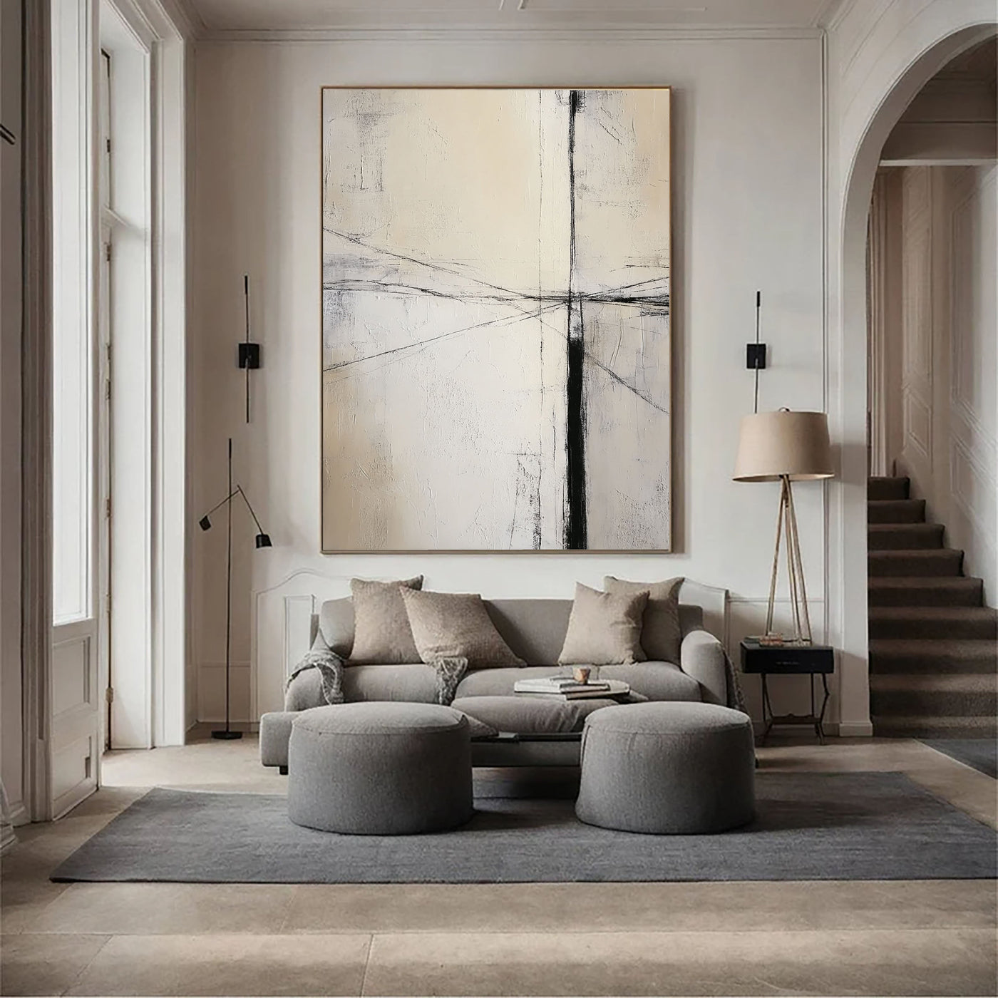 Textured Line Minimalism | Black Beige