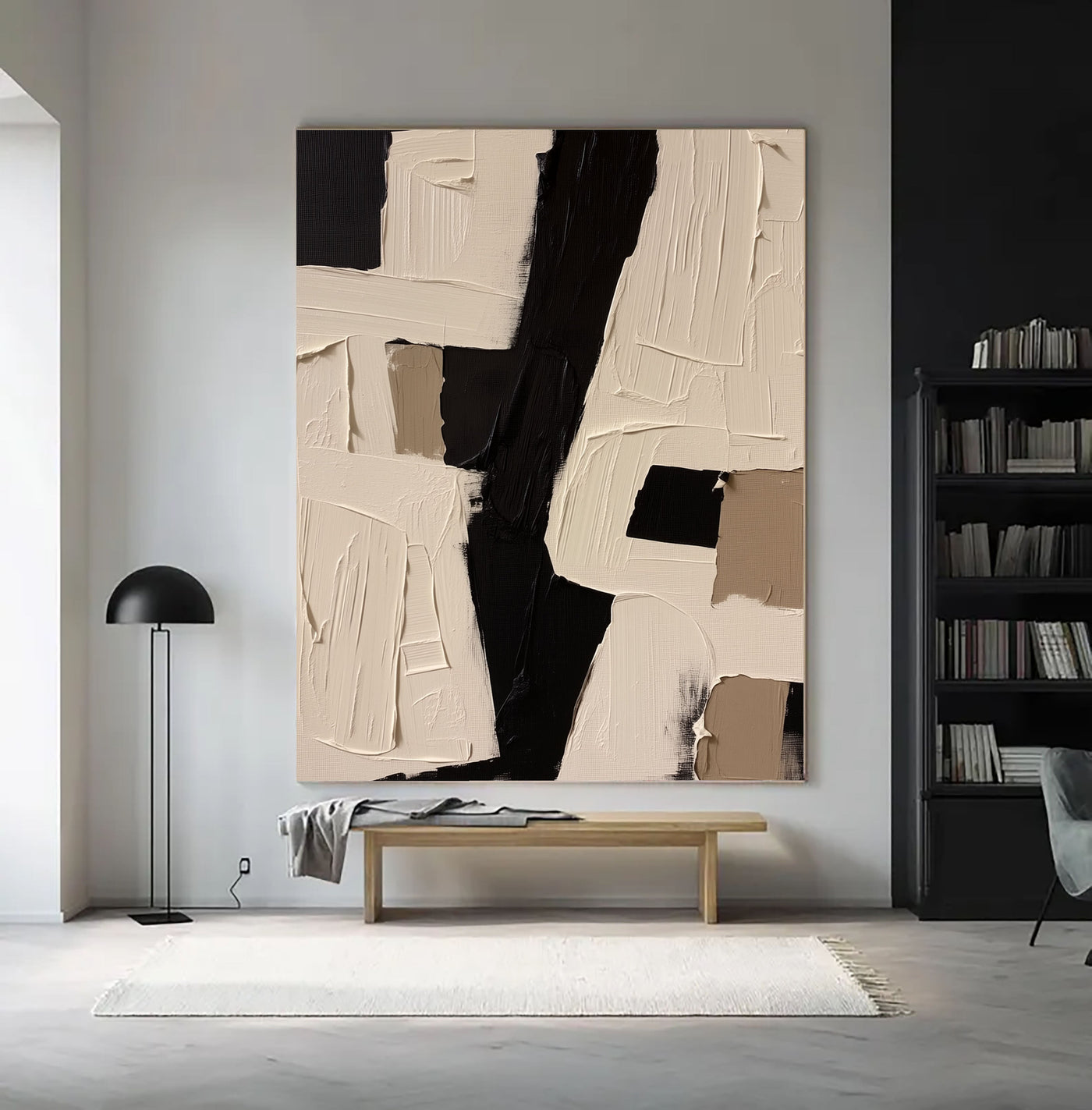 Texturierte geometrische Blöcke | Schwarz-Taupe