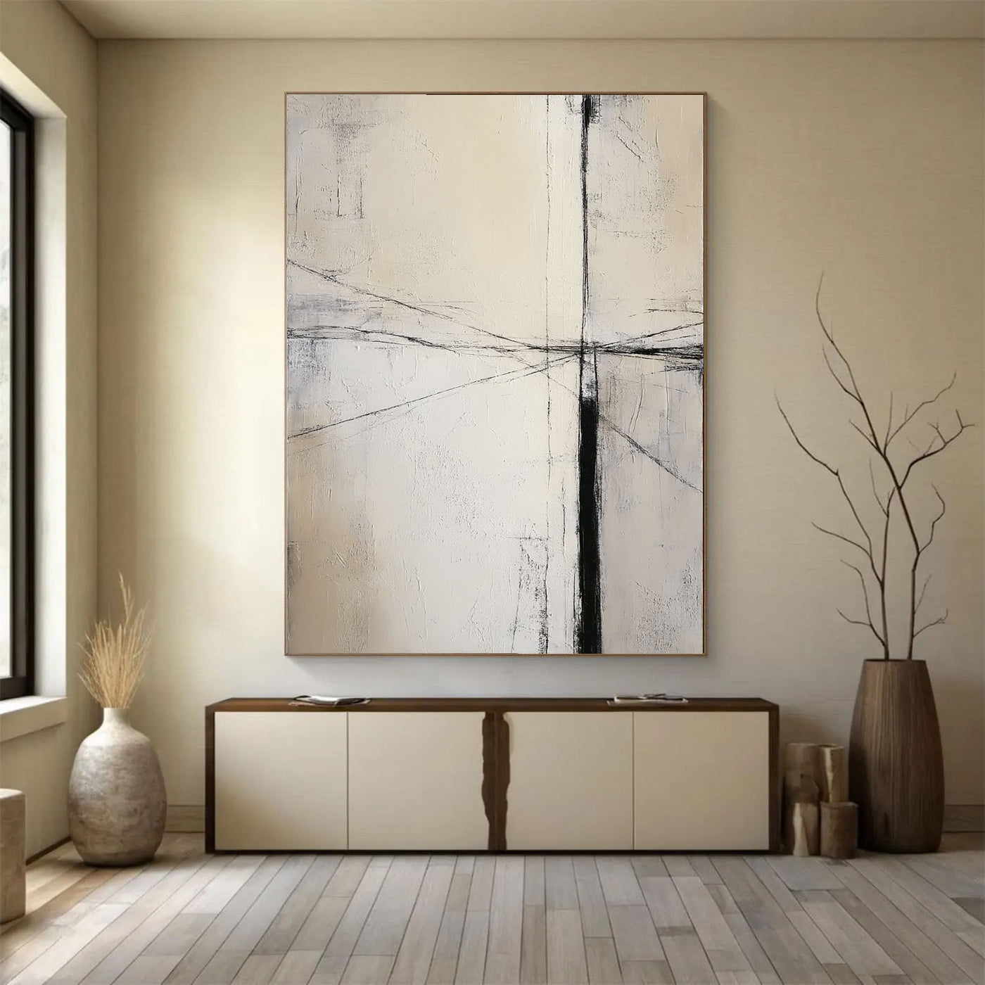 Textured Line Minimalism | Black Beige
