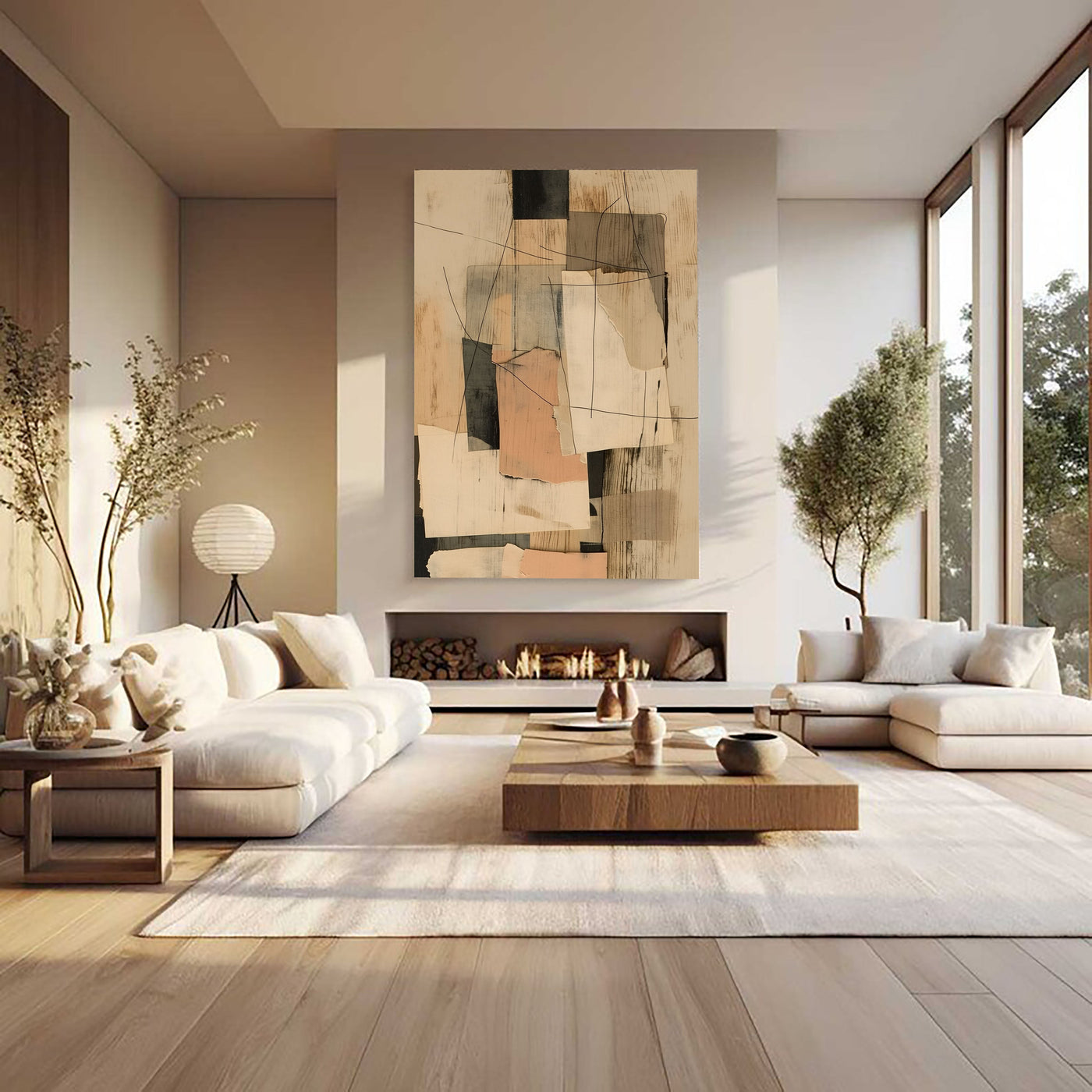 Layered Abstract Collage | Soft Neutral Harmony
