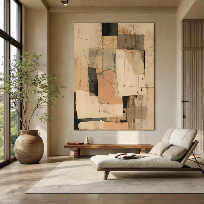 Layered Abstract Collage | Soft Neutral Harmony
