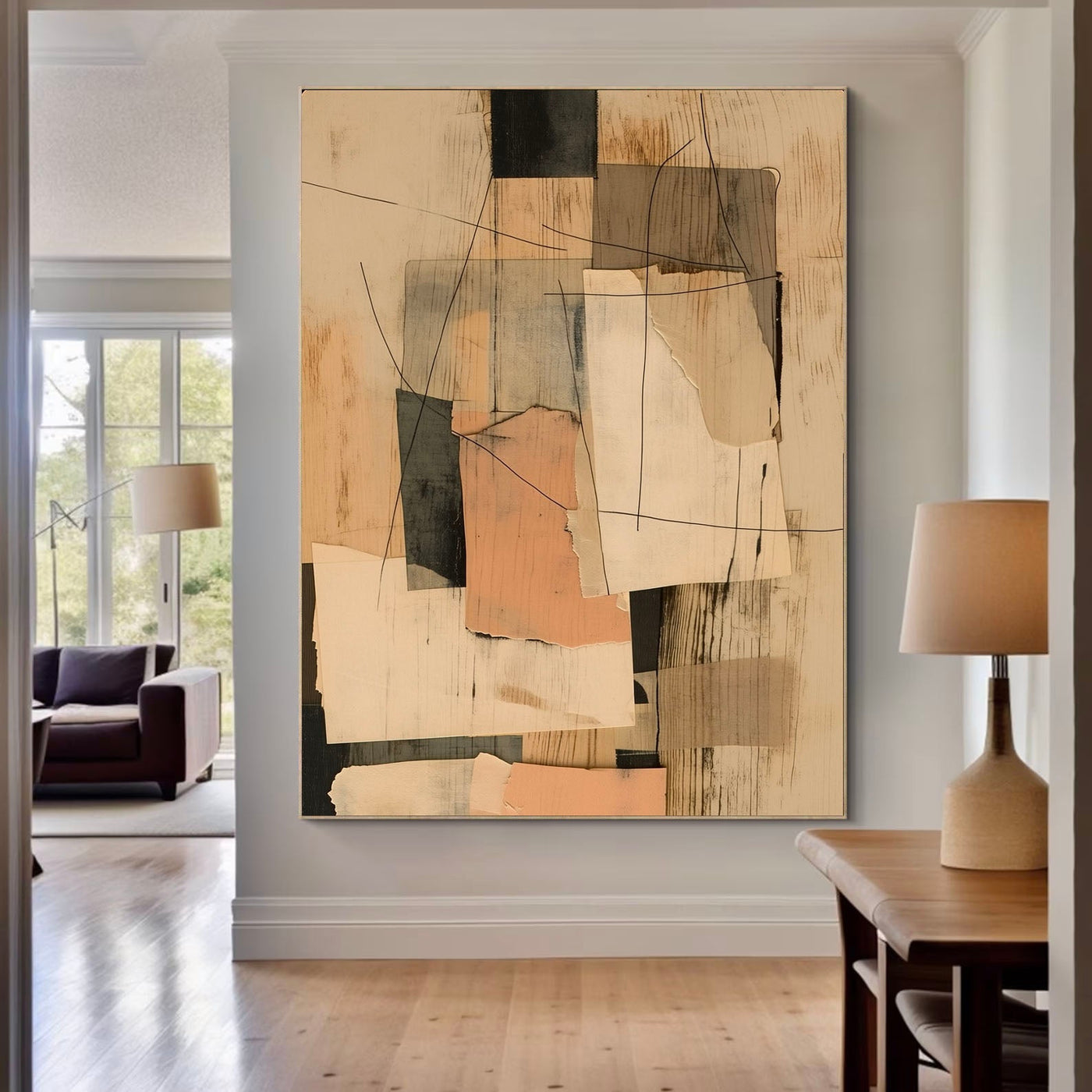 Layered Abstract Collage | Soft Neutral Harmony