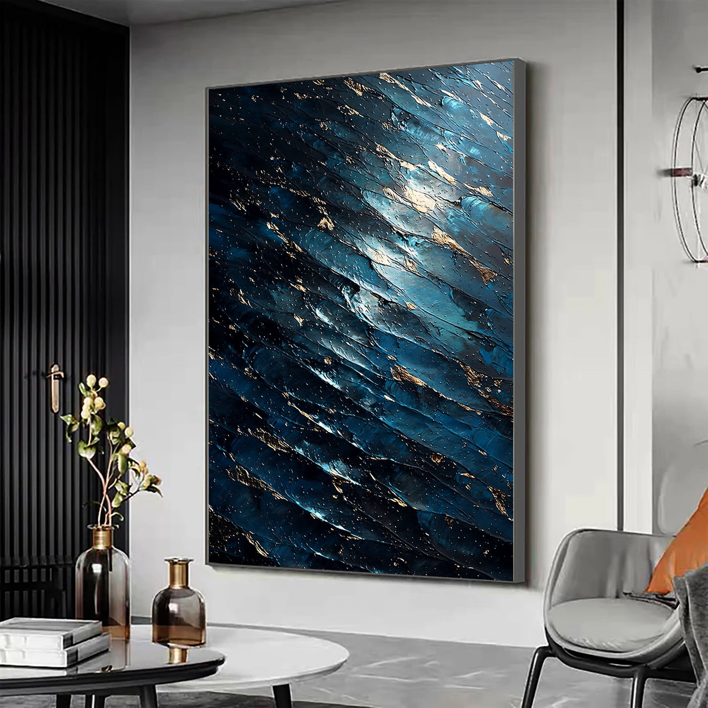 Textured Midnight Tide | Gilded Ripples