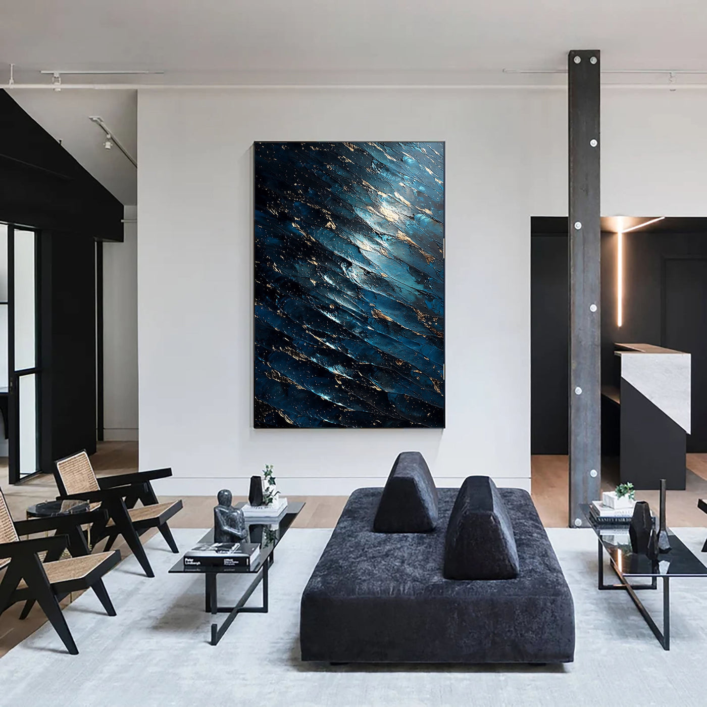 Textured Midnight Tide | Gilded Ripples