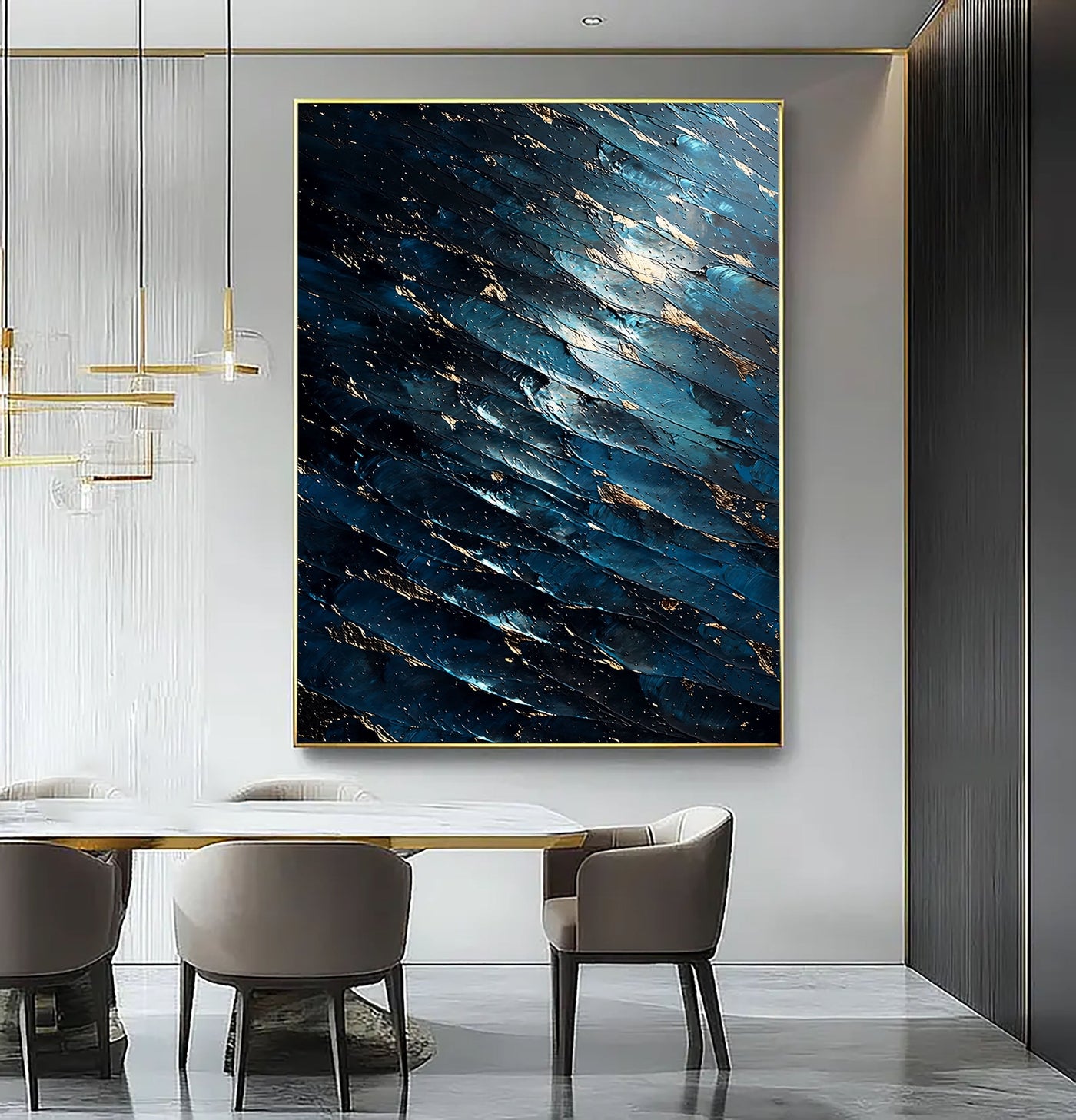 Textured Midnight Tide | Gilded Ripples