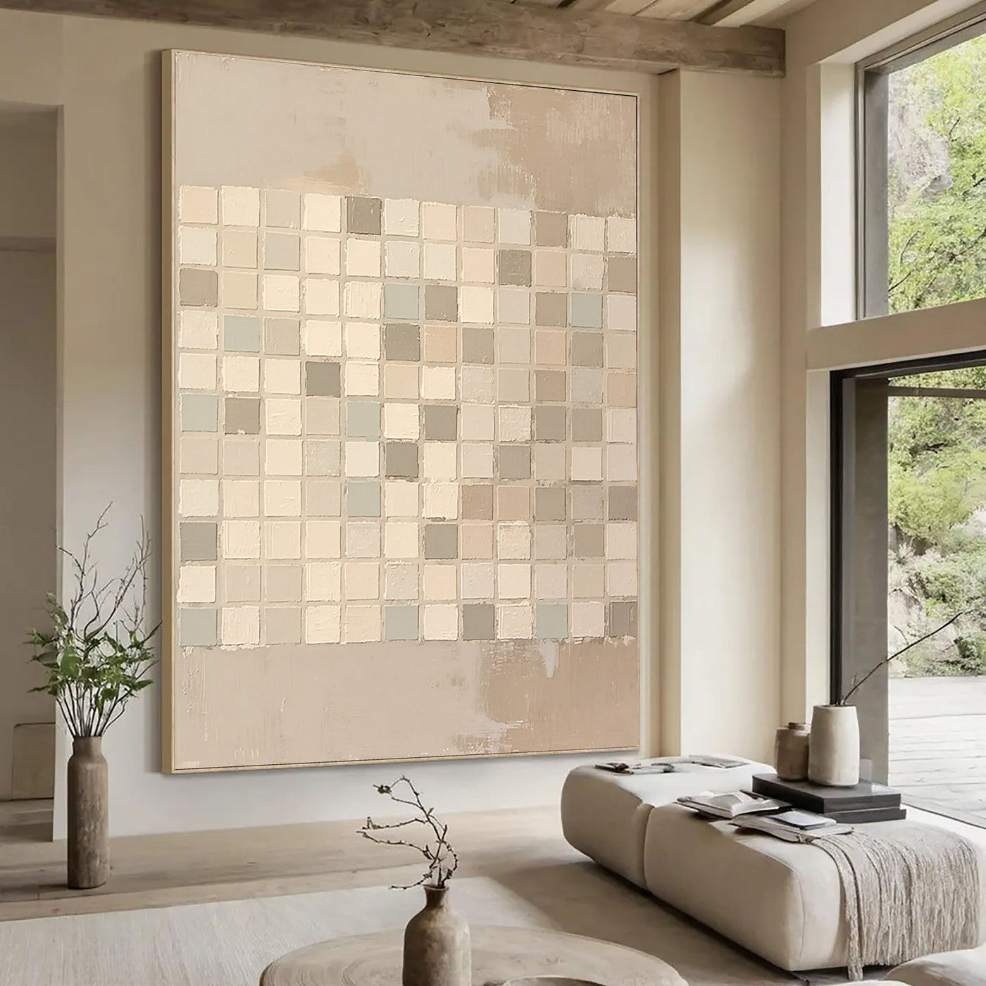 Neutral Grid Serenity | Mosaic Hues