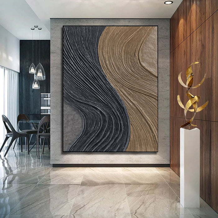 Textured Fluid Strands | Noir Taupe