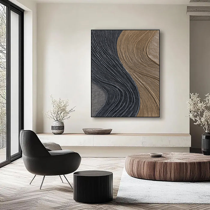 Textured Fluid Strands | Noir Taupe