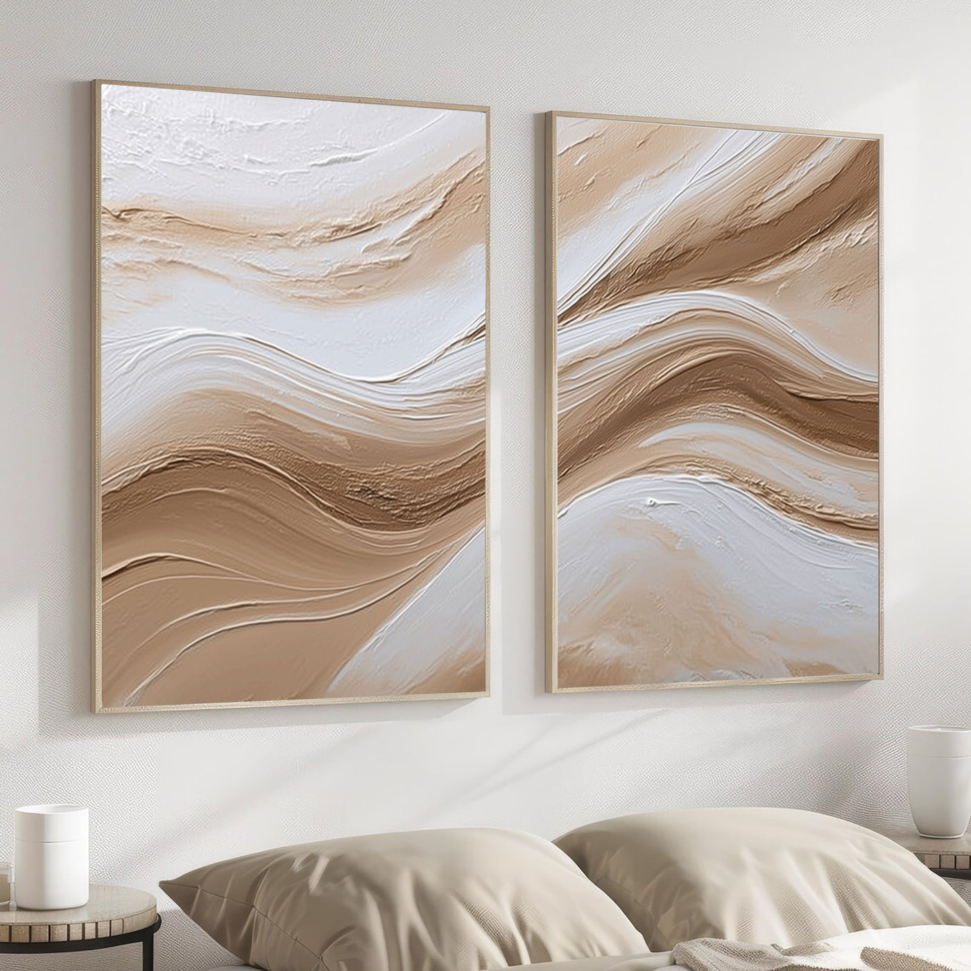 Textured Beige Waves | Flowing Lines