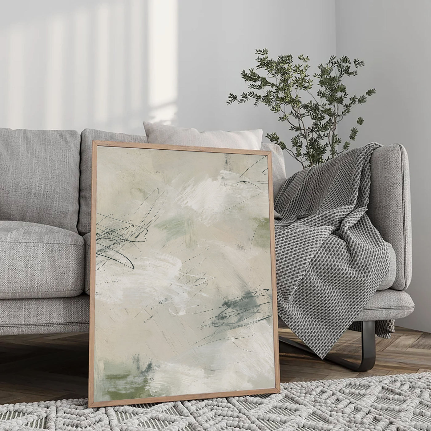 Serene Gestural Abstraction | Sage Hues
