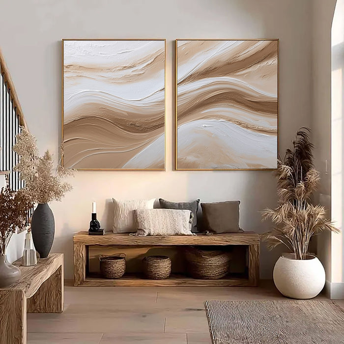 Textured Beige Waves | Flowing Lines