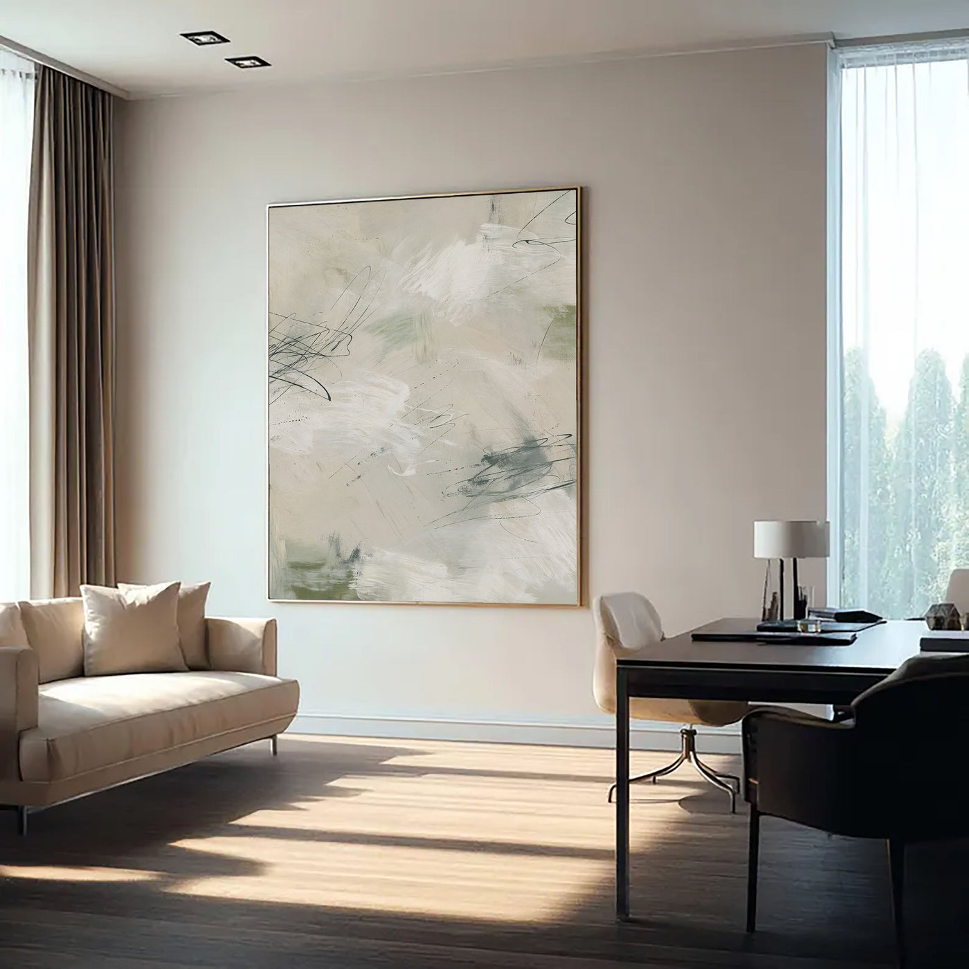 Serene Gestural Abstraction | Sage Hues