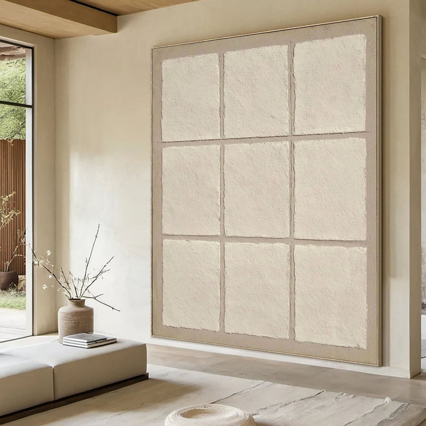 Textured Grid Panels | Pale Ivory