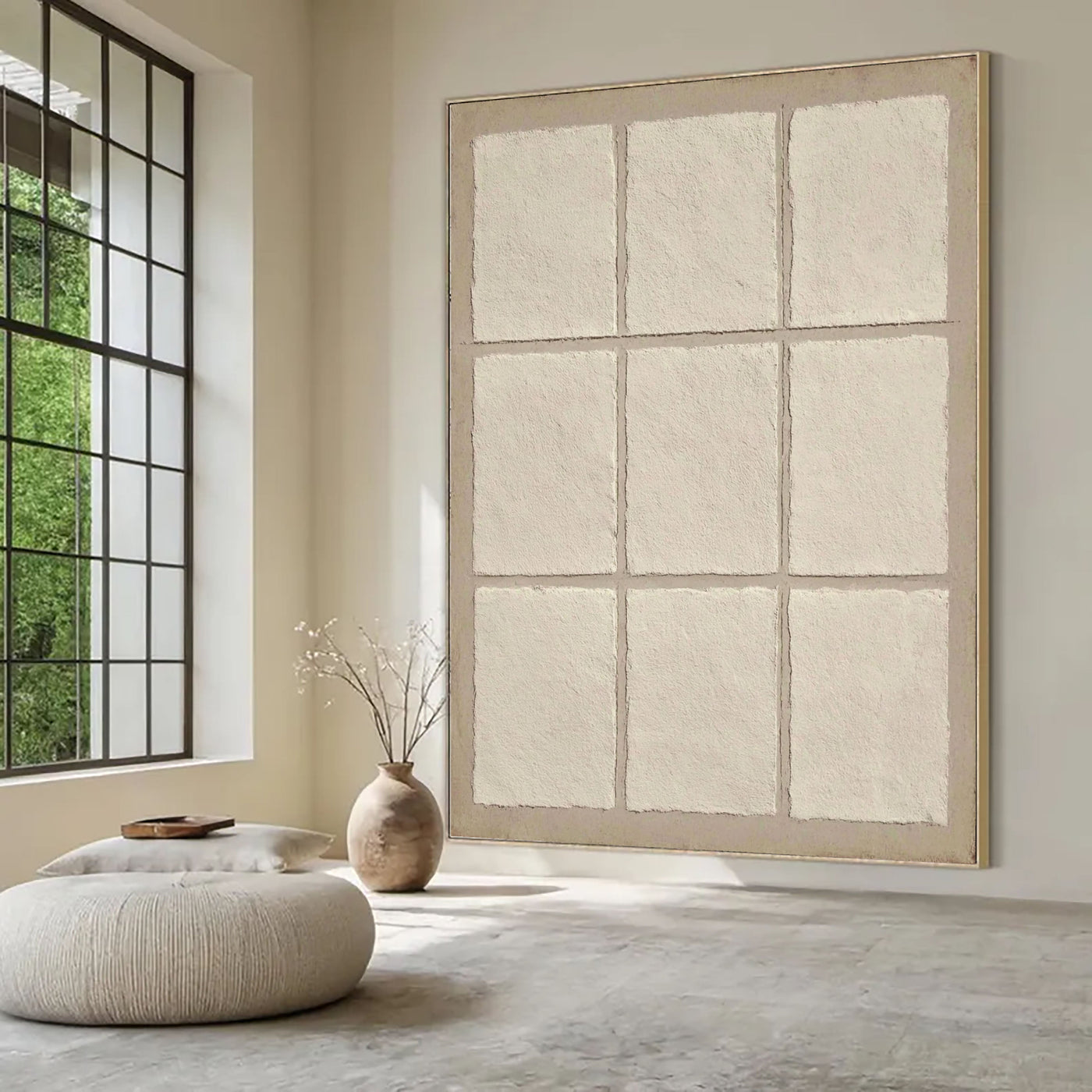 Textured Grid Panels | Pale Ivory