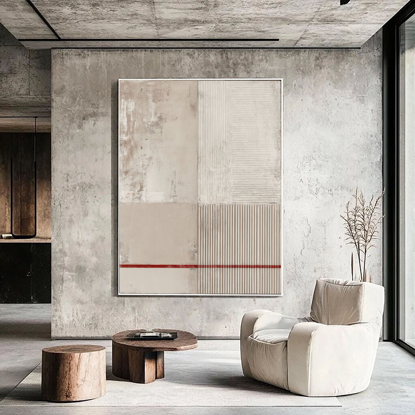 Textured Minimalist Contrast | Beige Lines